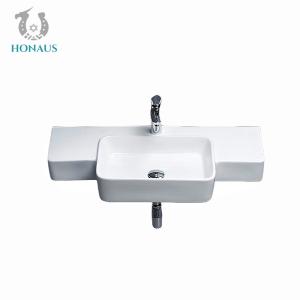 China CUPC Larger Bathroom Wall Hung Basin With Overflow Ceramic Glazed 880*395*435mm on sale