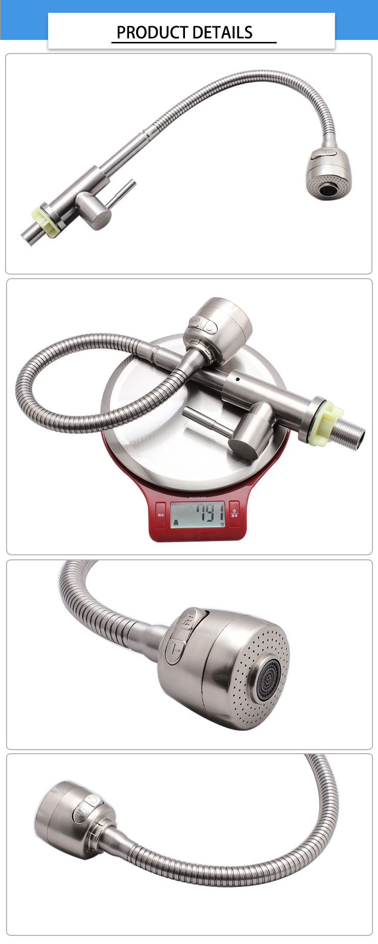 Lead Free 2 Function Spray SS304 Cold Water Sink Faucet