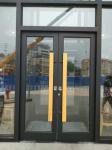 Frictionless Black UPVC Double panel automatic swing Doors kfc door
