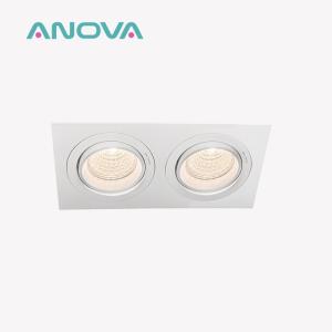Wholesale Dual-Head Square Recessed Spotlight 20° Tilt &amp; Rotating Housing from china suppliers