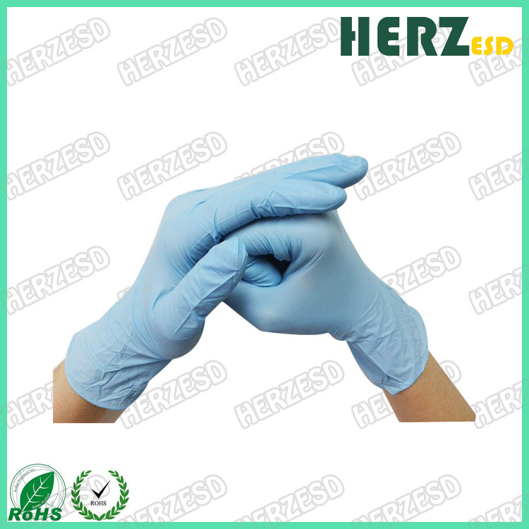 Powder Free Blue Nitrile Disposable Gloves , Finger Dotted ESD Safe Nitrile Gloves