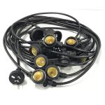 Black 48ft Waterproof Decorative String Lighting Vintage 15 Heads E26 E27