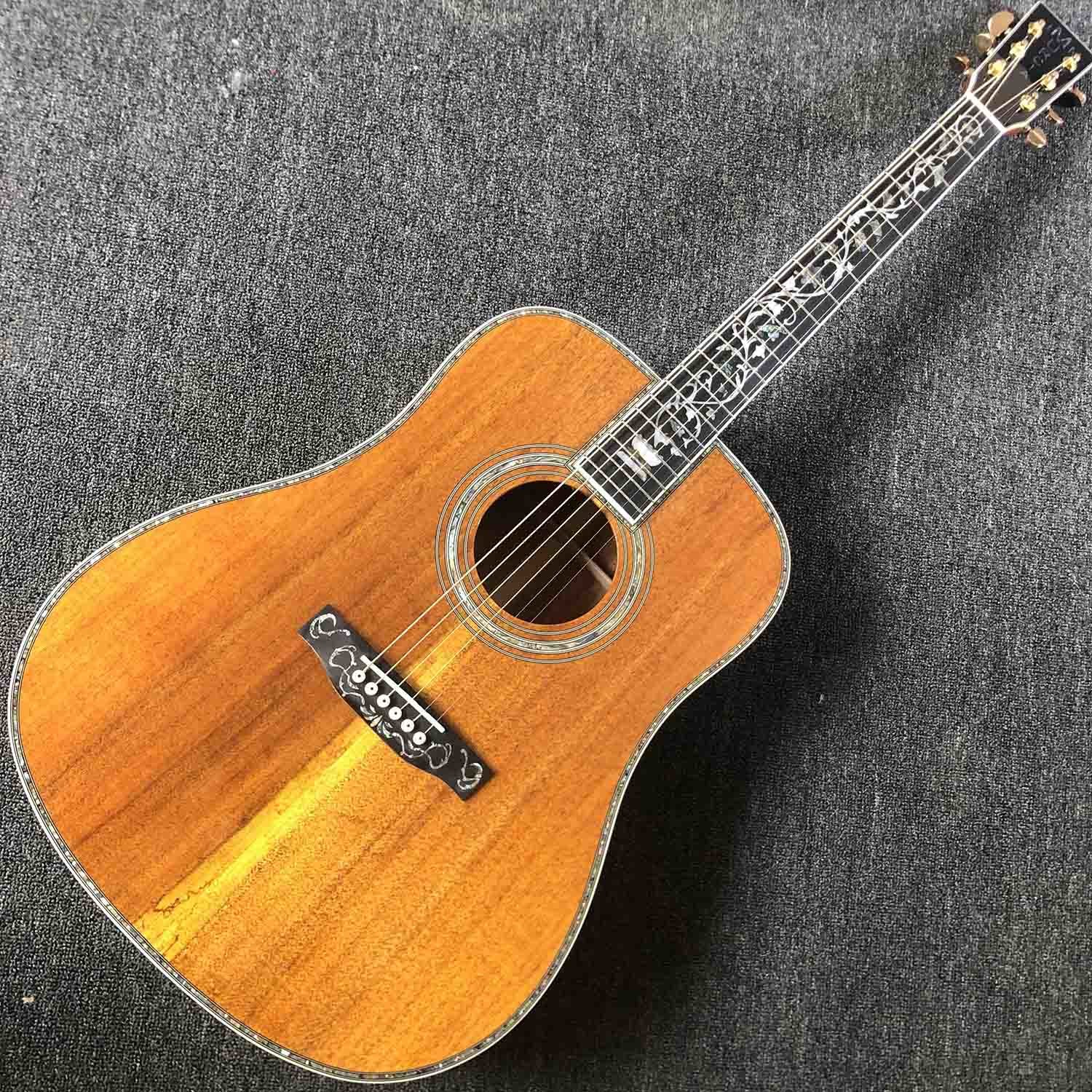 AAA Deluxe Solid KOA Top 41" Abalone Inlays Ebony Fingerboard Acoustic Guitar