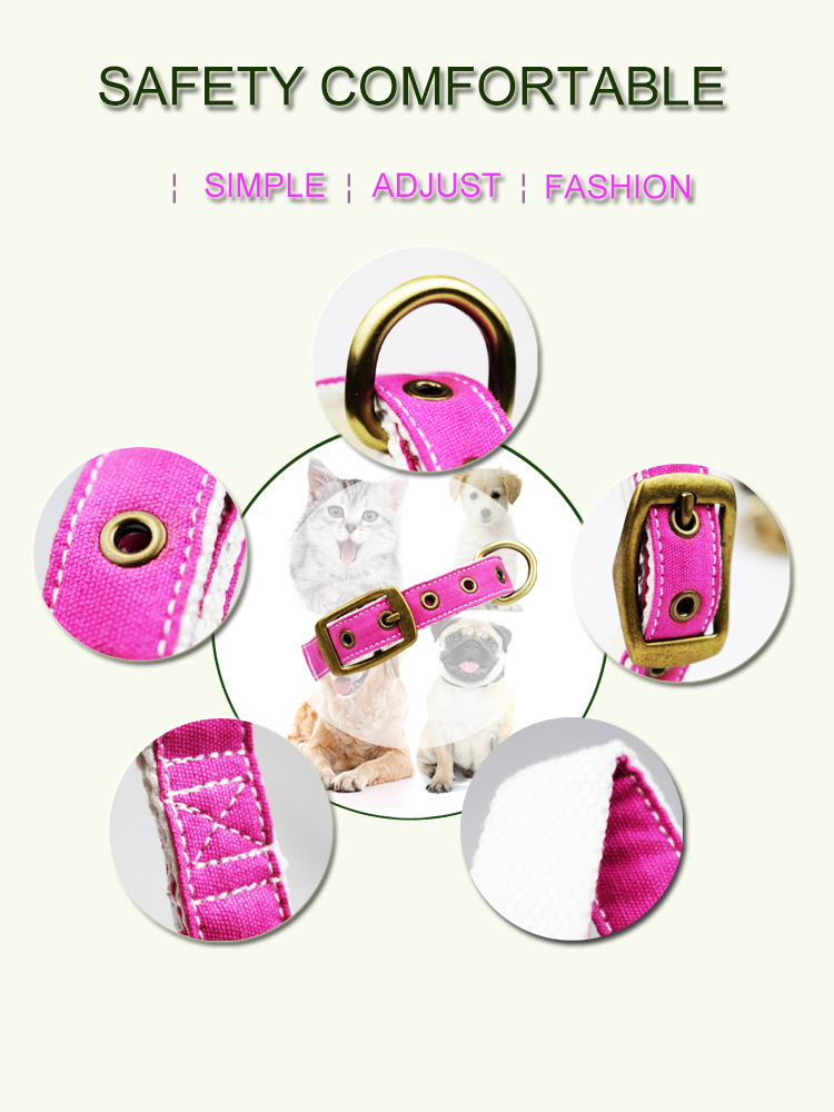 C505 Wholesale Adjustable Canvas Cotton Waterproof Pet Dog Training Collar Sublimation