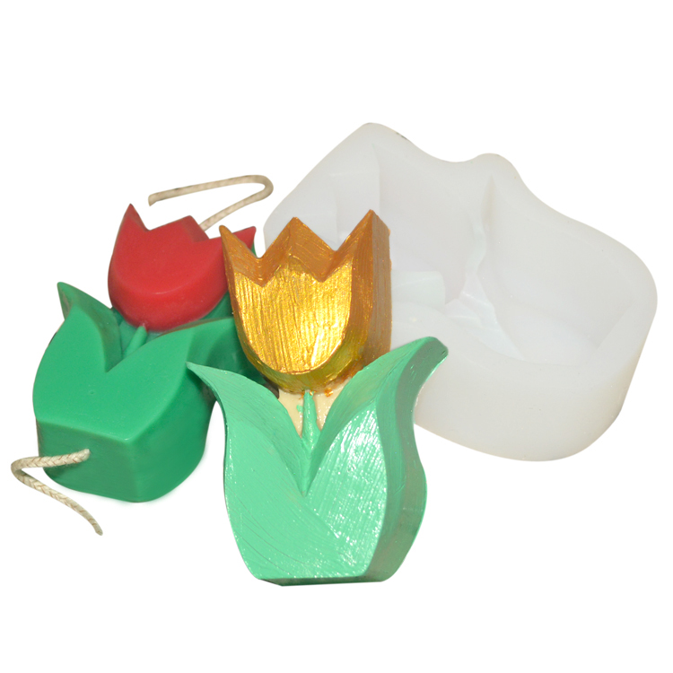 Silicone Flexible Tulip Candle Mold Cube Sculpture Reusable Customized