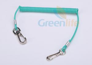 China Customizable Sky Blue Coil Tool Lanyard Swivel Spring With Metal Snap Clips on sale