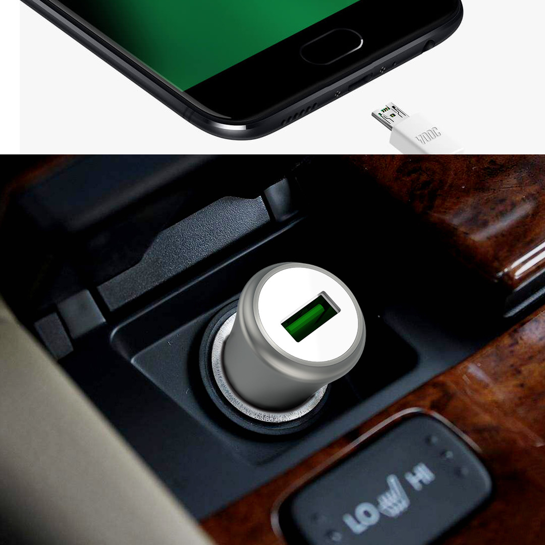3.6A 18W FAST USB CAR CHARGER with Monitoring Aluminum Alloy Multi colors for OPPO and smart phones