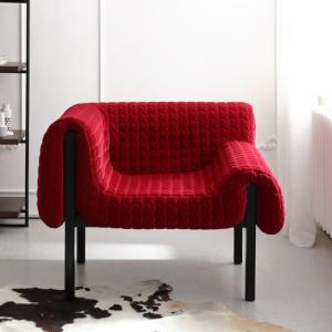 Wholesale 102cm Fabric Leisure Chair Modern Minimalist With Red Solid Wood Leg from china suppliers