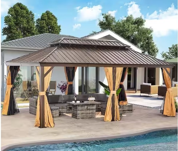 Hardtop Garden Gazebo Metal Steel Roof Frame Aluminum Outdoor Gazebo Tent