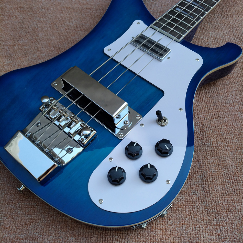 2017 Best Bass Top quality Rick 4003 model Ricken 4 strings Electric Bass guitar in blue color, Chrome hardware, Free sh