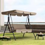 Outdoor Patio Swing Chair with Weather Resistant Steel Frame, Adjustable Canopy,