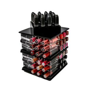 Wholesale 84 Holder Spinning Lipstick Tower , Rotating Acrylic Lipstick Display Stand from china suppliers