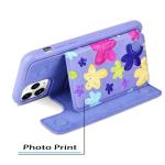 Floral Pattern Card Pocket Phone Case Kickstand Makeup Mobile Cover For Iphone