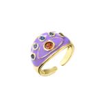 Resizable Dripping Oil Ring Micro Enamel Zircon Evil Eye Ring