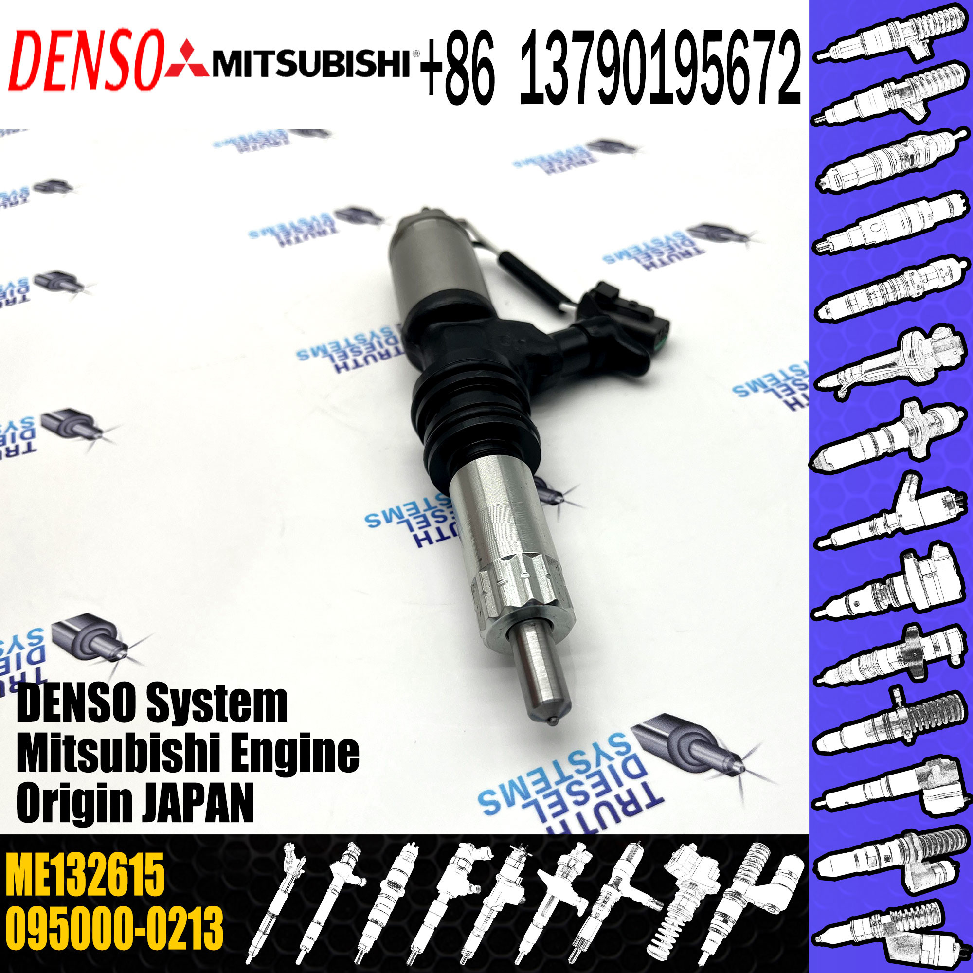 High Quality Common Rail Fuel Injector 095000-0213 ME132615 for MITSUBISHI 6M60T