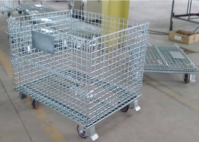 Stackable Industrial Wire Mesh Containers Powder Coated ISO9001 Approved