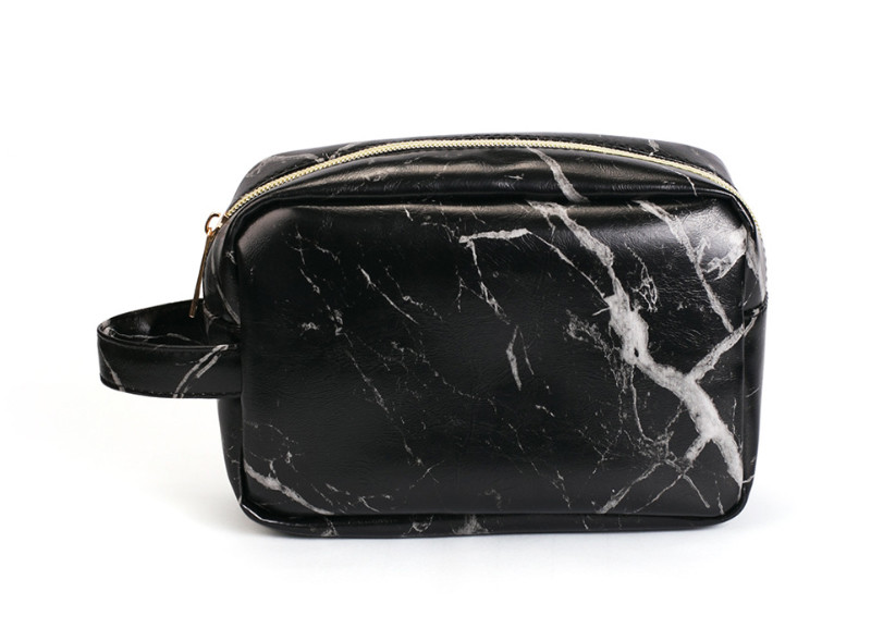 Marble PU Leather Women'S Travel Cosmetic Bag Organizer
