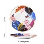 Jungle Animal Pattern Ceramic Plate Set Round European Style For Home Party
