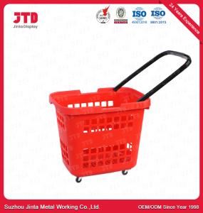 China 45L Plastic Shopping Basket With Handle HDPP Three Wheels on sale