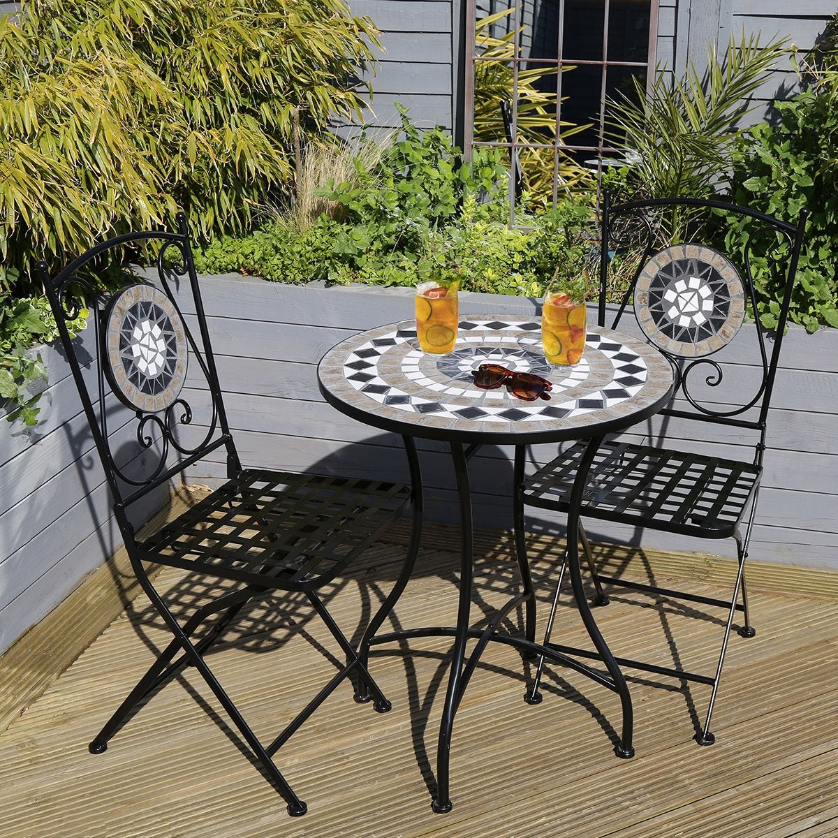 Sturdy Iron Garden Balcony Bistro Set with Modern Design Style and Ceramic Tile Coating