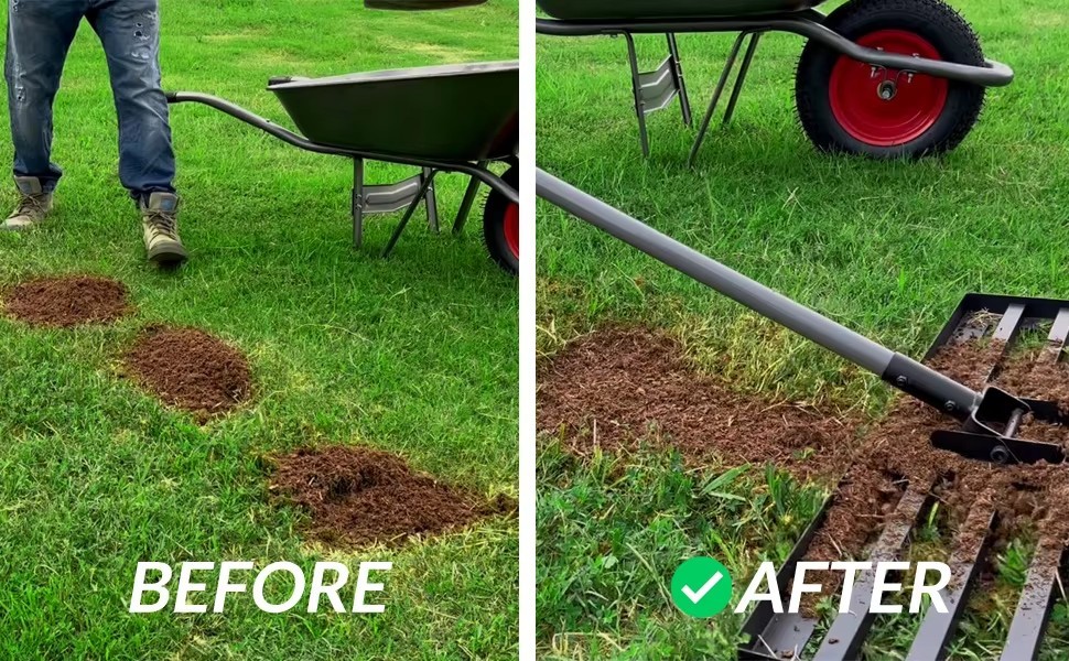 30*10in Large Size Manual Steel Lawn Leveller for Grass Organic Fertilizer Sand Spreader Leveling Garden Yard Turf maint