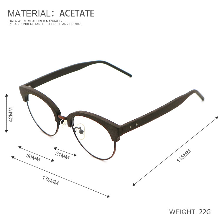 Various Colors Wood Grain Optical Glasses Acetate Frame MR 12307