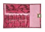 Snake Skin Leather 8 Slots Makeup Brush Roll Pouch Beauty Cosmetics Tool Handy