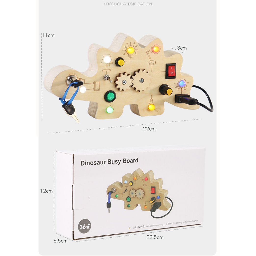 Wooden Button Switch LED Light Busy Board Sensory Activity Toy for Other Educational Toys