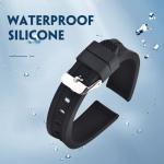 Custom Black Soft Silicone Watch Strap 18mm With Stainless Steel Buckle