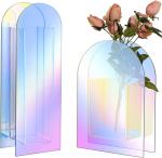 U Shape Bending Rainbow color Flower Acrylic Vase For Home Decor Or Wedding