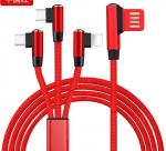 3 IN 1 Magnetic Nylon Braided USB Data Transfer Cable For Games Mobiles Pads And