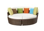 Patio Round Shaped Canopy Type Rattan Outdoor Sunbed