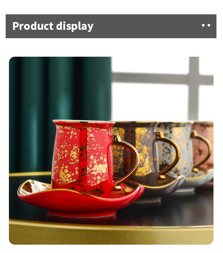100ml Cups And Saucers Home Turkish Coffee Cups Set Arabic Red Gold