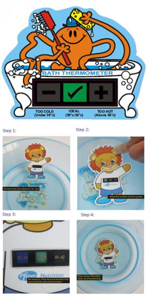 Home Care Portable Baby Bath Thermometer Cartoon Card Safety 1st