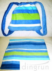 Wholesale Pool Bath Embroidered Beach Towels Tote 2 In 1 Resistant Striped Blue 70cm x 150cm from china suppliers