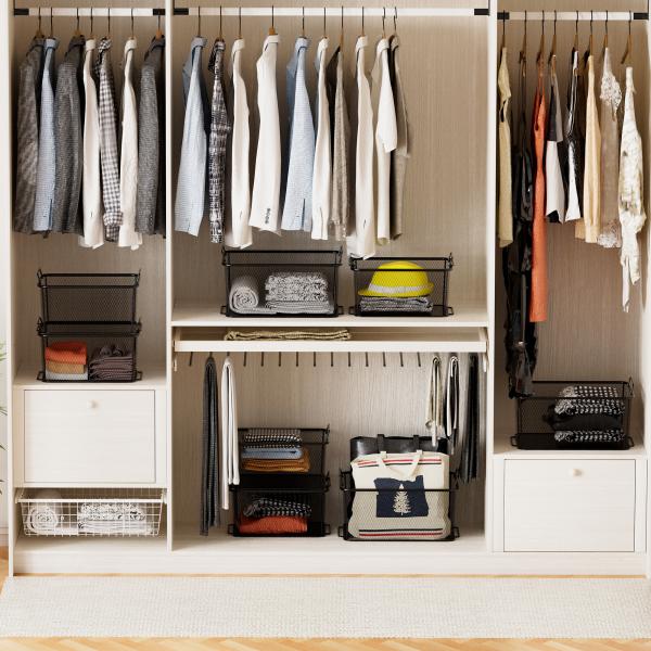 Mesh Steel Storage Baskets Organizer Containers For Home Cabinet Pantry Closet