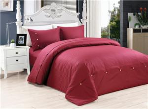 Wholesale Sateen Stripe 4pcs Duvet Cover Set Solid Polyester Cotton Bedding set Twin/full/queen/king size from china suppliers