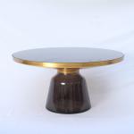Modern Nordic Style Glass Base round table yellow Bell Side Table
