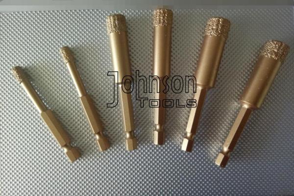 Quality 5mm - 35mm Vacuum Brazed Diamond Core Drill Bits Hex Quick Release Shank for sale