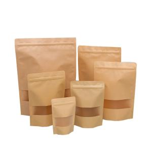 Wholesale Stand Up Pouch Kraft Paper Packaging Bag With Zipper and Window from china suppliers