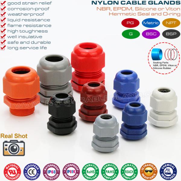 Non-Armoured Plastic BSC Cable Glands, IP68 Waterproof Nylon Cable Strain Relief