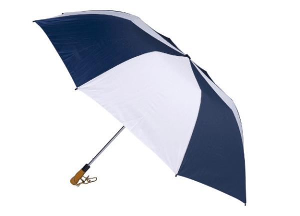 Blue And White Portable Golf Umbrella Stell Frame Black Plastic Cap 190T Nylon