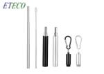Travel Engraved Stainless Steel Straws With Case Cleaning Brush Keychain 10