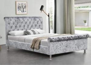 Wholesale Wholesale Velvet Upholstered Bed Frame With Luxurious Buttons High Headboard from china suppliers