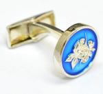 Round Metal Cuff Links with Epoxy Screen printing Enamel and customer Logo