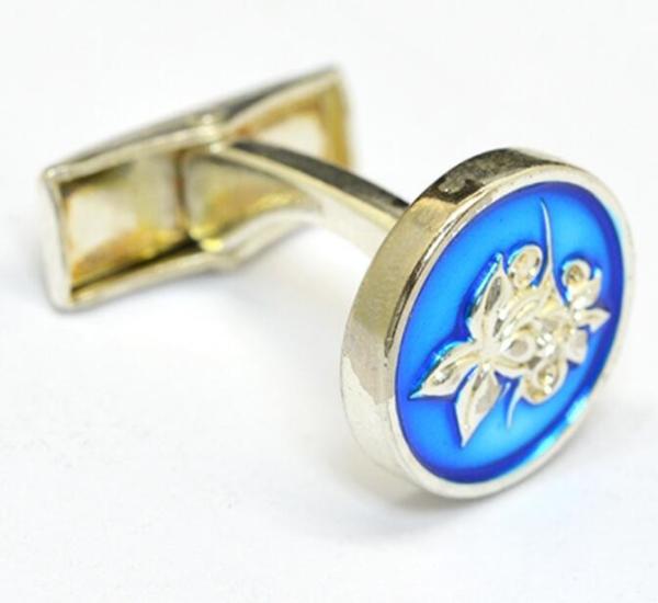 Round Metal Cuff Links with Epoxy Screen printing Enamel and customer Logo