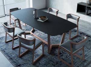 Wholesale Burning Stone Top High End Modern Dining Tables Rectangle For Home / Hotel from china suppliers