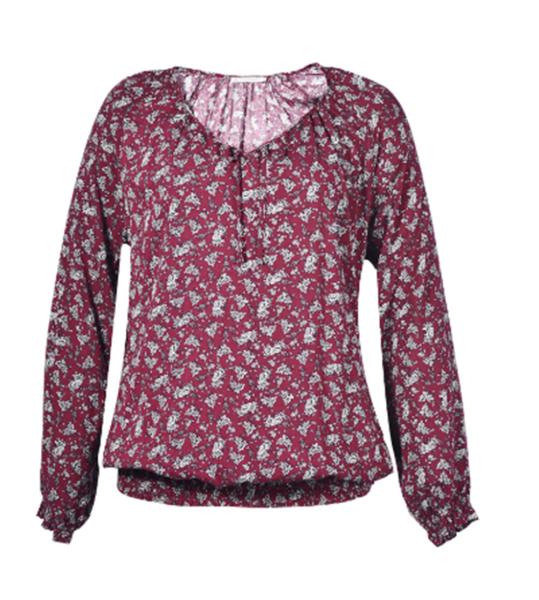 Polyester Womens Fashion Blouses Full Sleeve Length With Elastic Hem Daily Wear