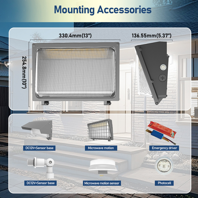 5600LM-16800Lm LED Wall Pack Wall Mounted For Commercial And Industrial