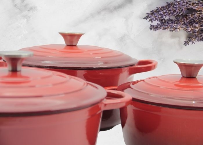 Enamel Coating Cast Iron Dutch Oven Chemical Free With Two Handles
